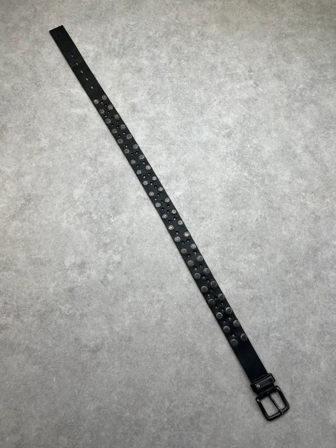 2000s Marithé + François Girbaud Black Star Studded Leather Belt qUYEHec 5