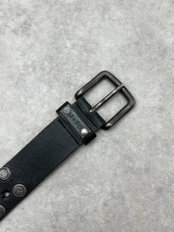2000s Marithé + François Girbaud Black Star Studded Leather Belt qUYEHec 6
