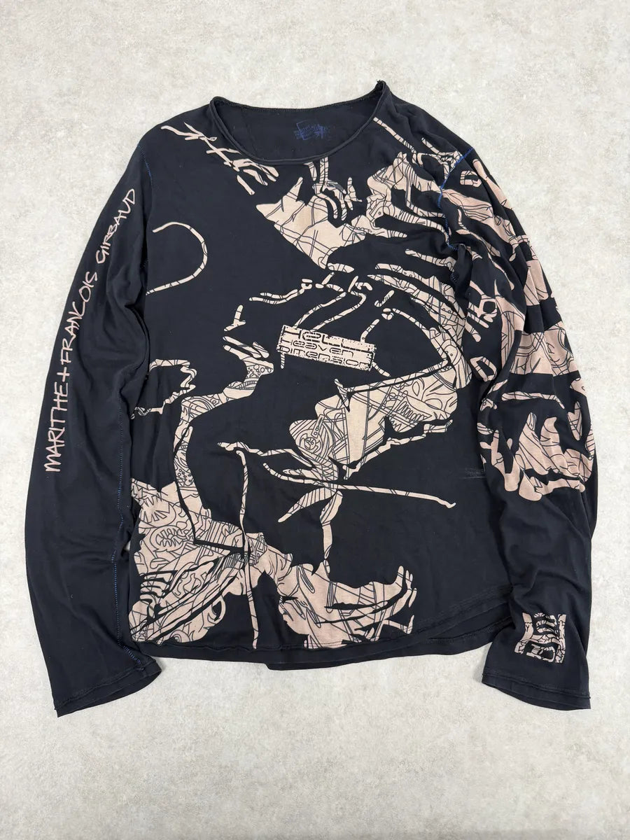 2000s Marithé + François Girbaud Black Tattooed Signature Abstract Longsleeves SNDWVTJ 0