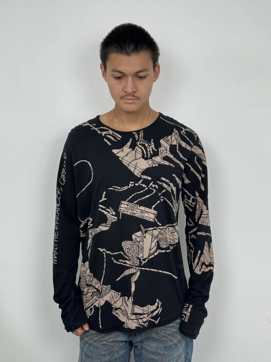 2000s Marithé + François Girbaud Black Tattooed Signature Abstract Longsleeves SNDWVTJ 1