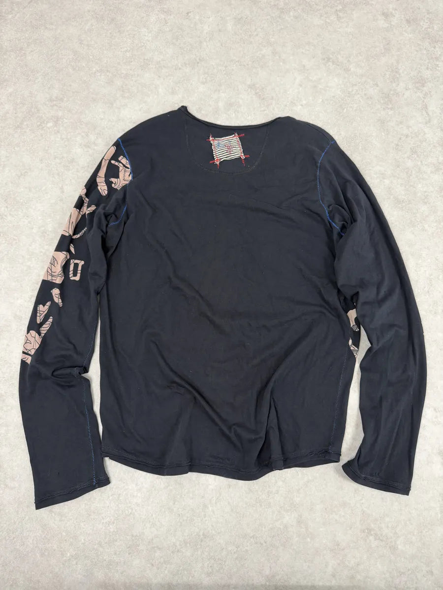2000s Marithé + François Girbaud Black Tattooed Signature Abstract Longsleeves SNDWVTJ 3