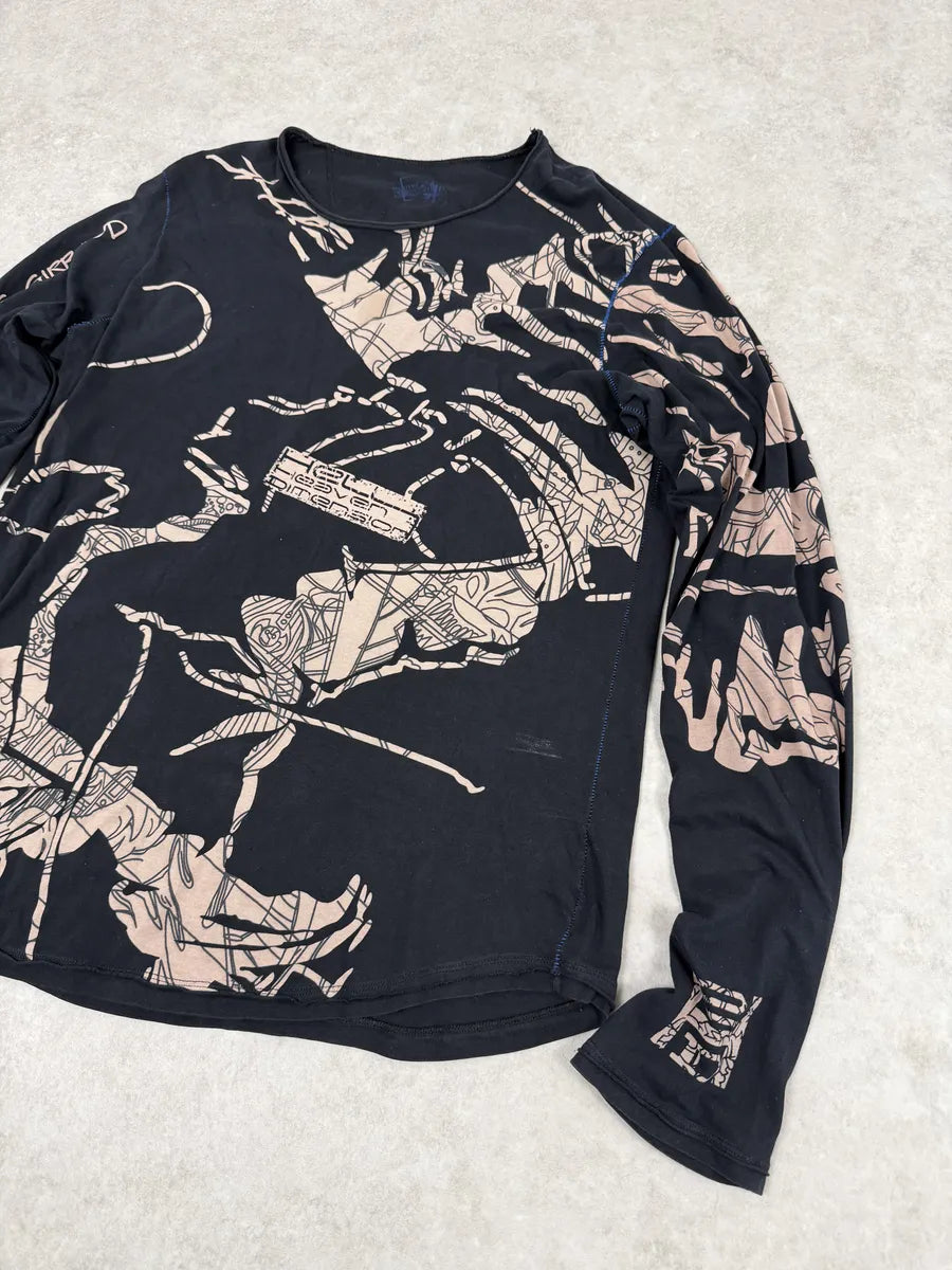 2000s Marithé + François Girbaud Black Tattooed Signature Abstract Longsleeves SNDWVTJ 4