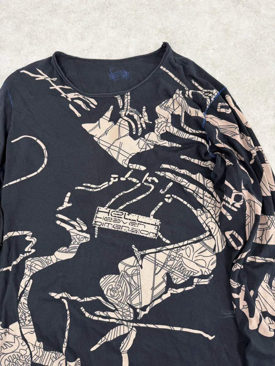2000s Marithé + François Girbaud Black Tattooed Signature Abstract Longsleeves SNDWVTJ 6