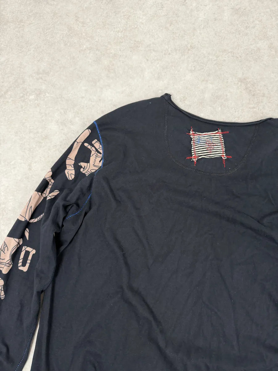 2000s Marithé + François Girbaud Black Tattooed Signature Abstract Longsleeves SNDWVTJ 7