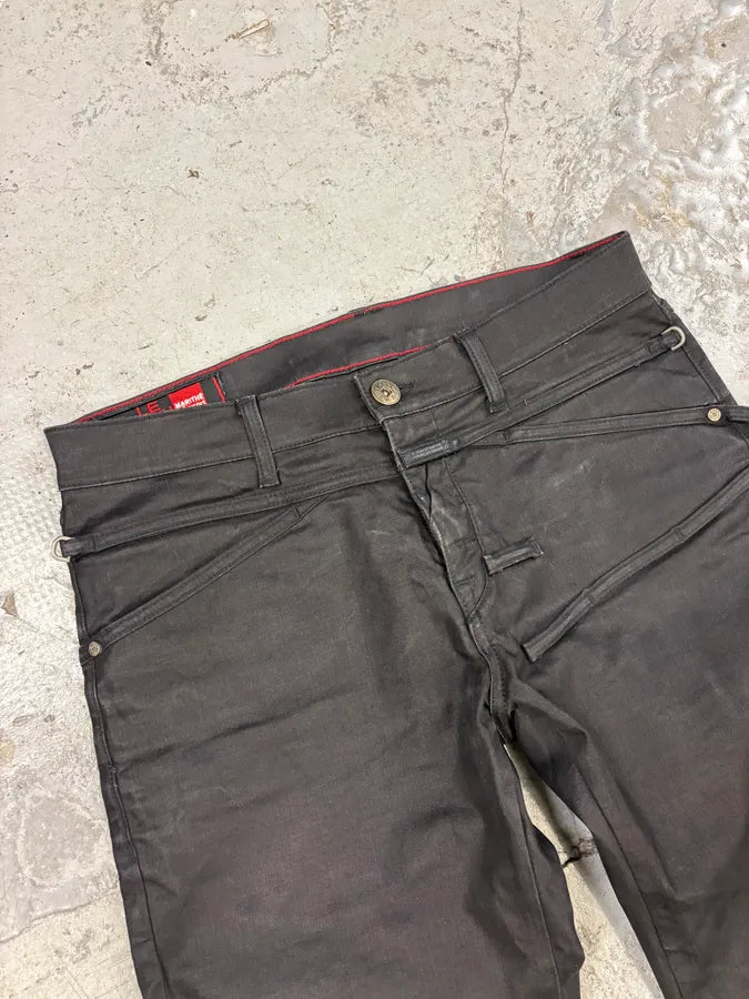 2000s Marithé + François Girbaud Black Waxed Pants qzsICiM 2