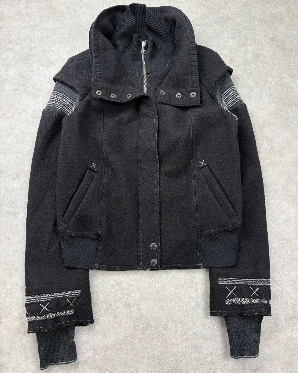 2000s Marithé + François Girbaud Black Wool Contrast Stitch Jacket VPYrnzE 0