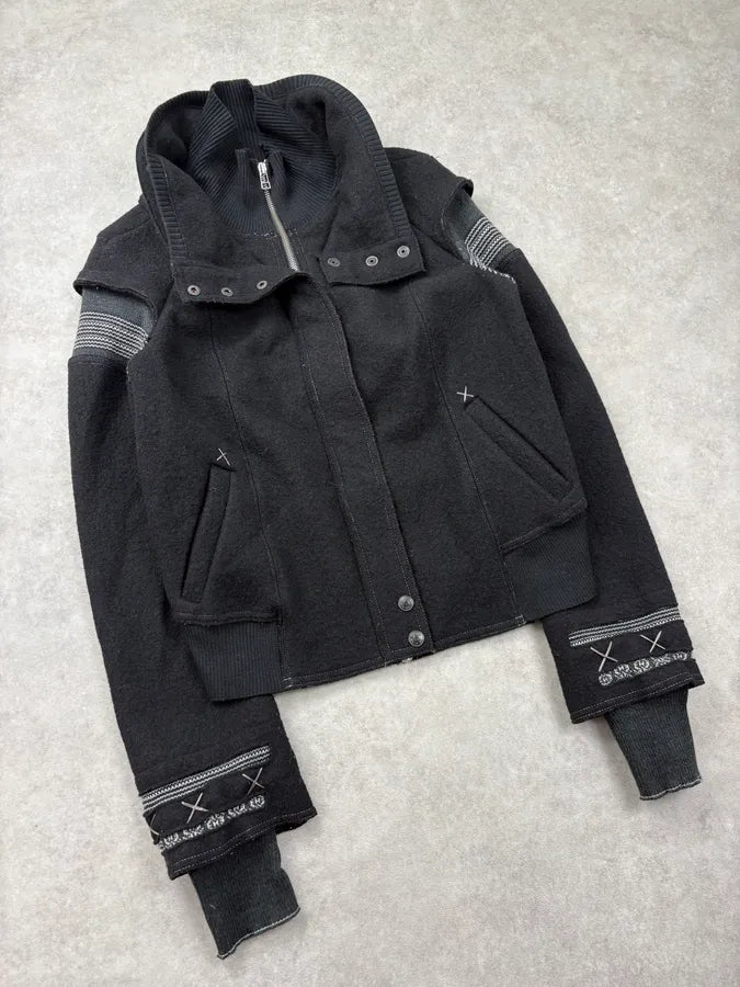 2000s Marithé + François Girbaud Black Wool Contrast Stitch Jacket VPYrnzE 4