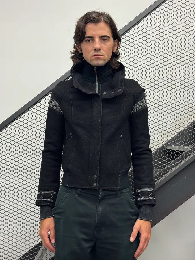 2000s Marithé + François Girbaud Black Wool Contrast Stitch Jacket VPYrnzE 1