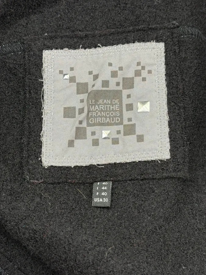 2000s Marithé + François Girbaud Black Wool Contrast Stitch Jacket VPYrnzE 10