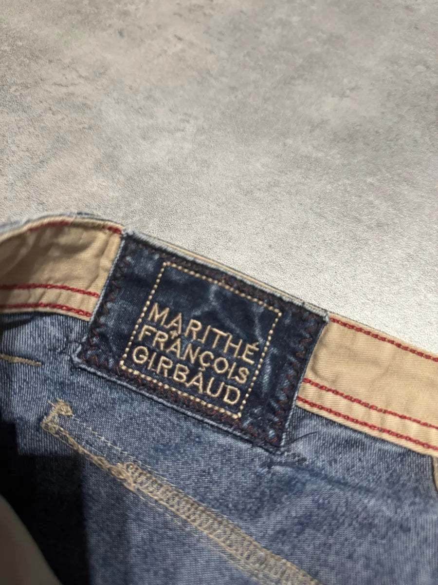 2000s Marithé + François Girbaud Blue British Detailed Denim Cozy Pants CxTPmTA 4