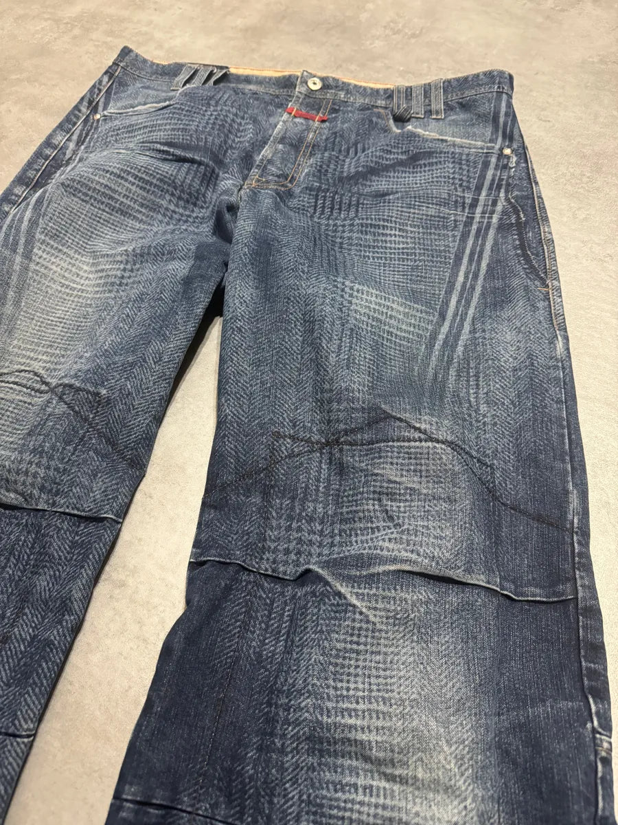 2000s Marithé + François Girbaud Blue British Detailed Denim Cozy Pants CxTPmTA 6