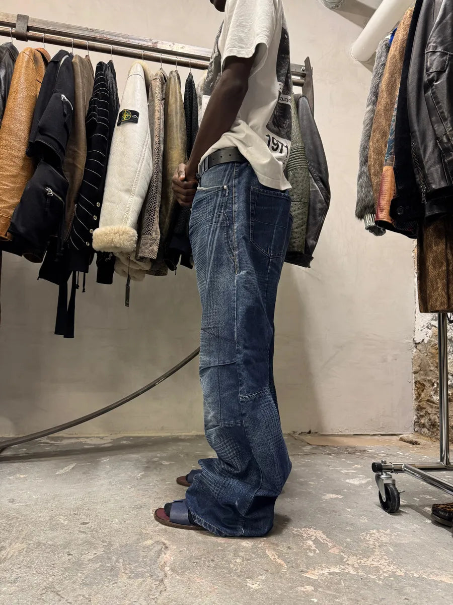 2000s Marithé + François Girbaud Blue British Detailed Denim Cozy Pants CxTPmTA 9