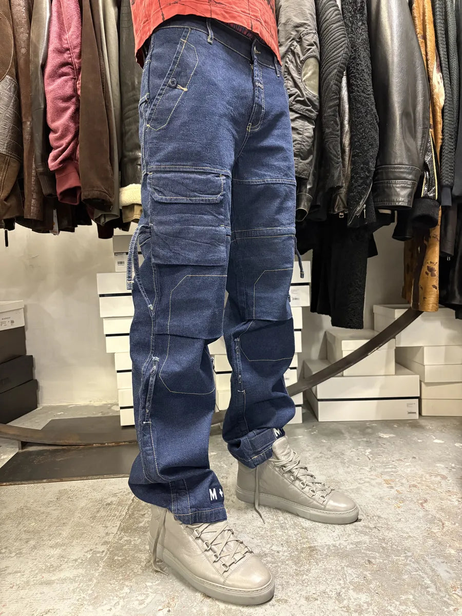 2000s Marithé François Girbaud Blue Carpenter Denim Cargo Jeans