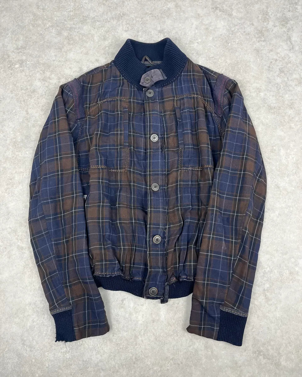 2000s Marithé + François Girbaud Blue & Brown Checkered Jacket SCfMMJk 0