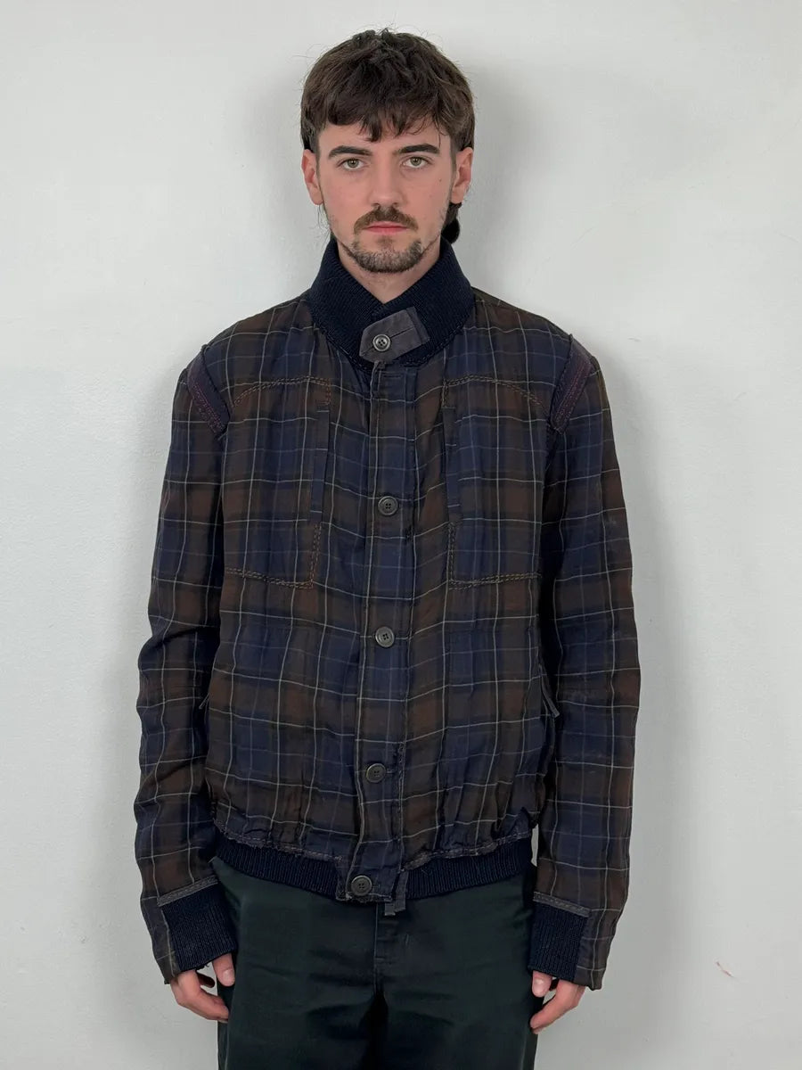 2000s Marithé + François Girbaud Blue & Brown Checkered Jacket SCfMMJk 1