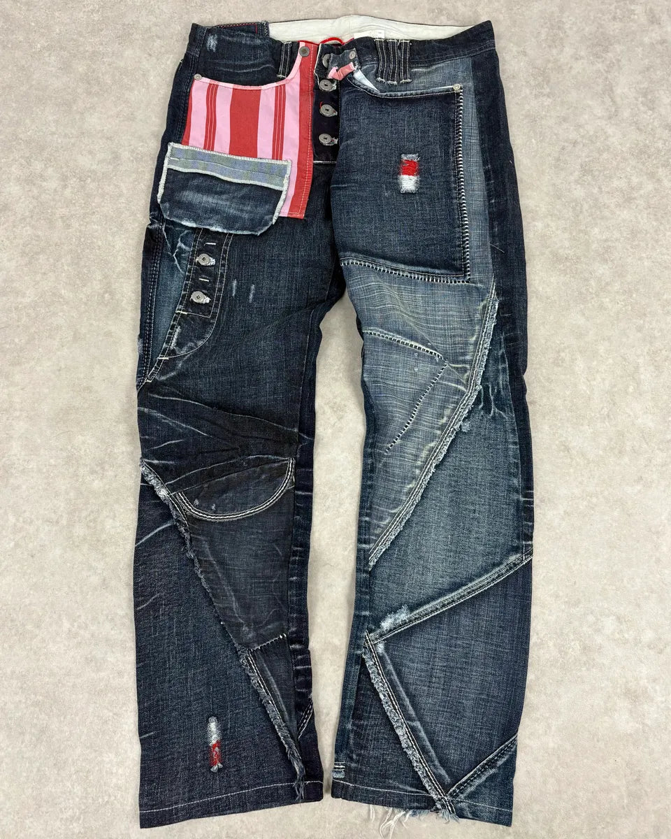 2000s Marithé + François Girbaud Blue Deconstructed Denim Jeans oQSDDEh 0