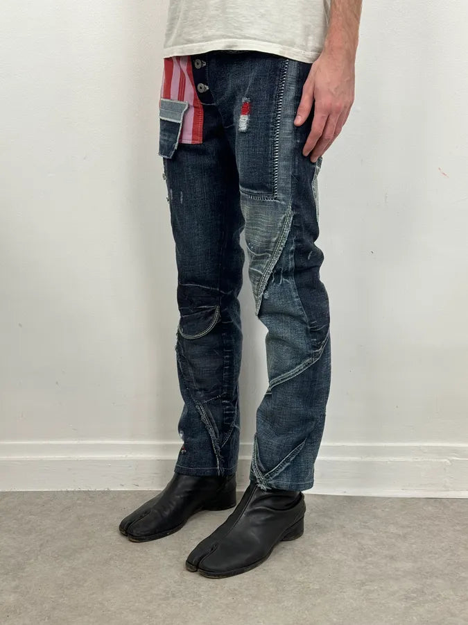 2000s Marithé + François Girbaud Blue Deconstructed Denim Jeans oQSDDEh 2