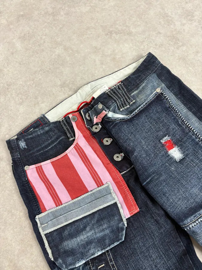 2000s Marithé + François Girbaud Blue Deconstructed Denim Jeans oQSDDEh 4