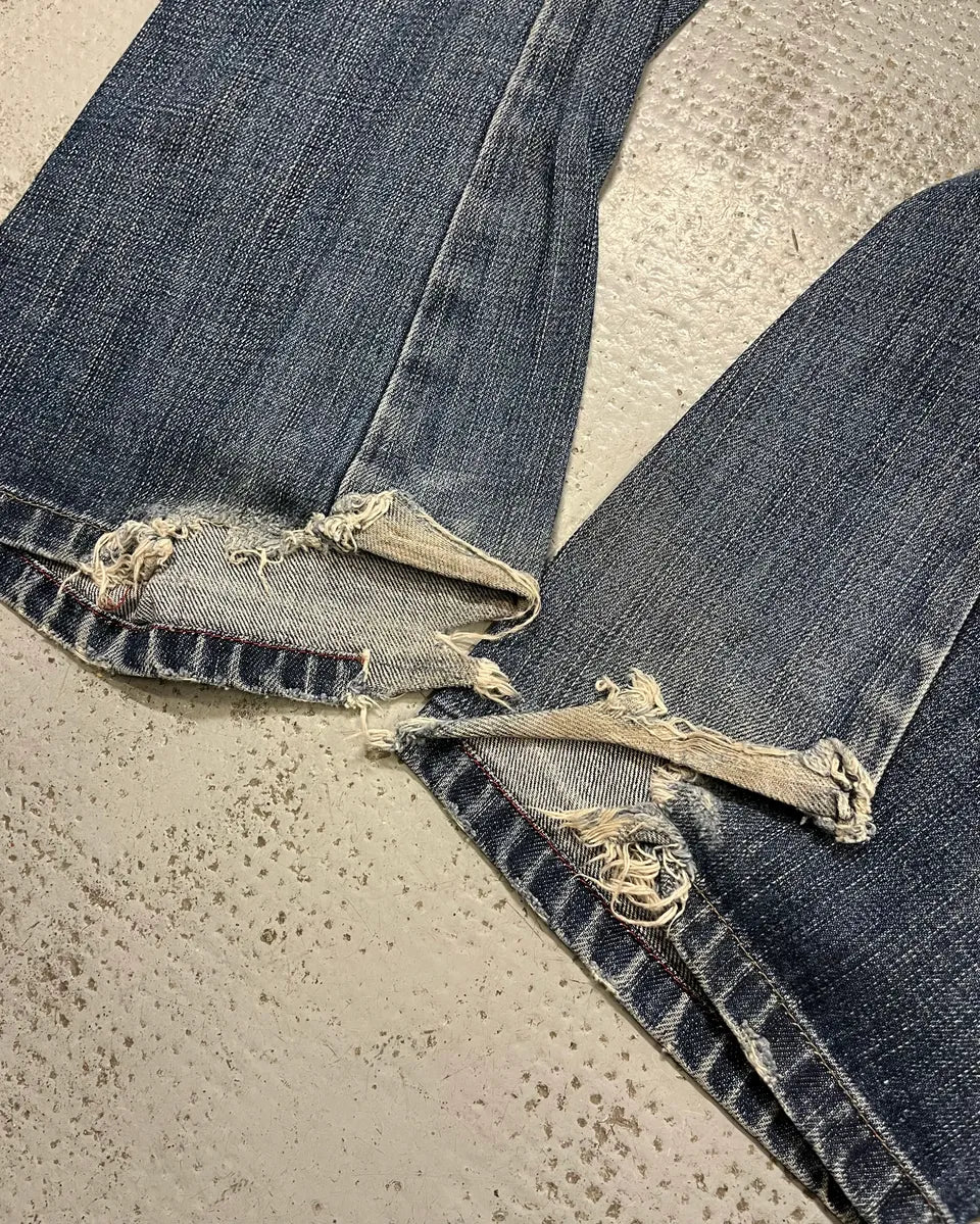 2000s Marithé + François Girbaud Blue Denim Distressed Bootcut Jeans RGRljgK 10