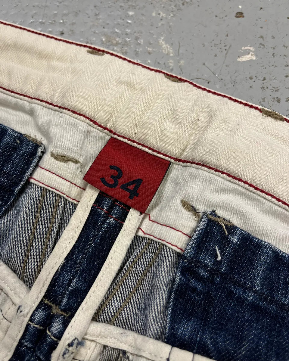 2000s Marithé + François Girbaud Blue Denim Distressed Bootcut Jeans RGRljgK 13