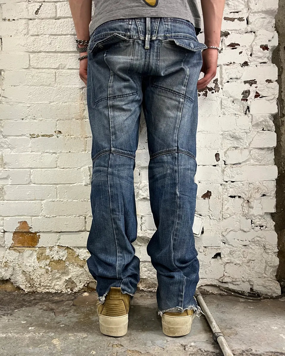 2000s Marithé + François Girbaud Blue Denim Distressed Bootcut Jeans RGRljgK 2