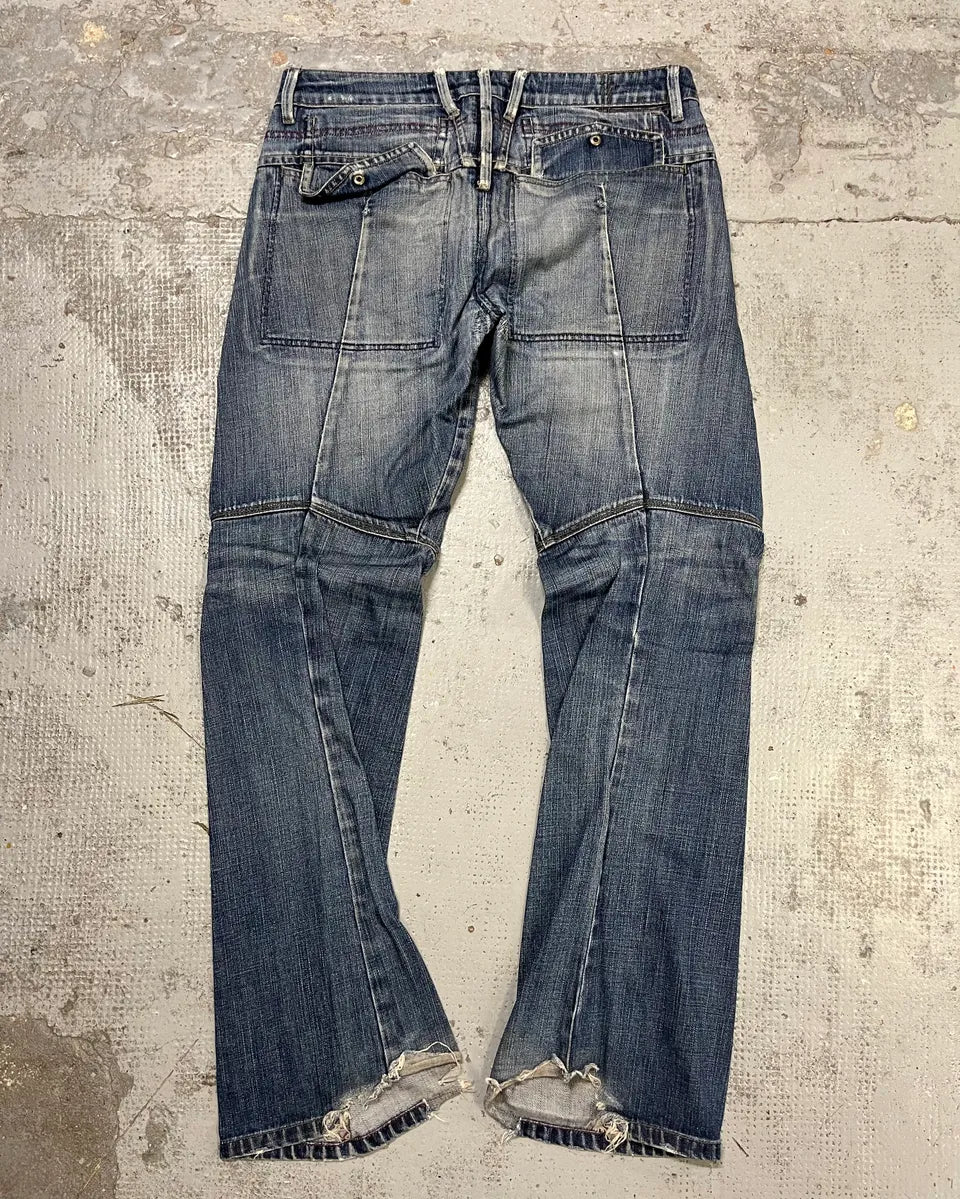 2000s Marithé + François Girbaud Blue Denim Distressed Bootcut Jeans RGRljgK 4