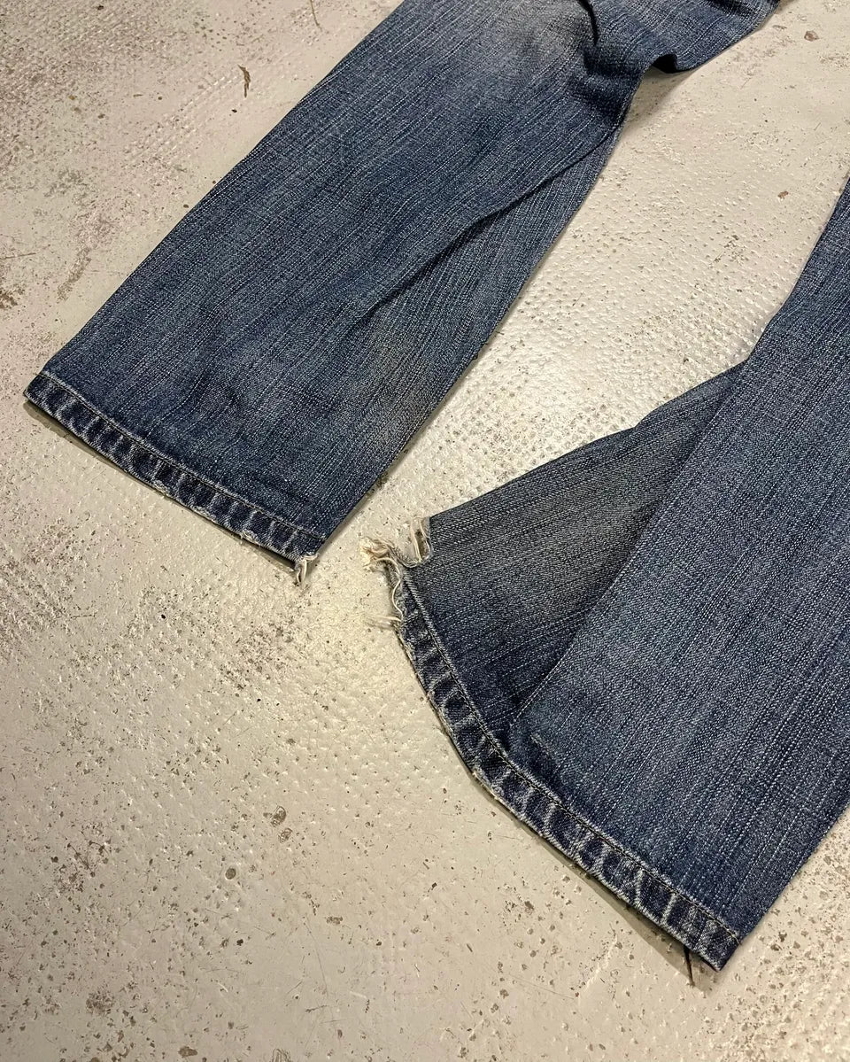 2000s Marithé + François Girbaud Blue Denim Distressed Bootcut Jeans RGRljgK 8