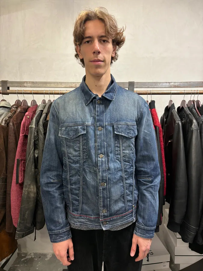 2000s Marithé + François Girbaud Blue Distressed Denim Jacket uAWjhQE 11