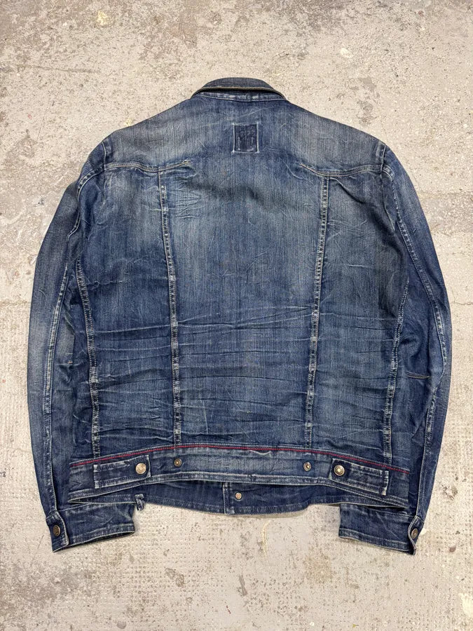 2000s Marithé + François Girbaud Blue Distressed Denim Jacket uAWjhQE 2