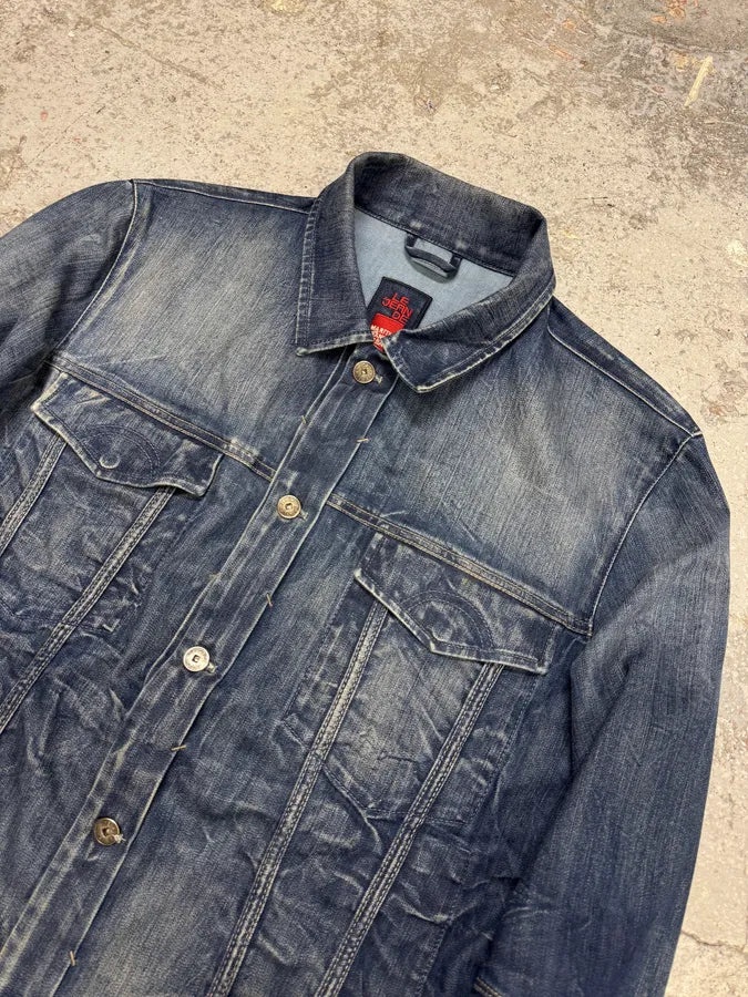 2000s Marithé + François Girbaud Blue Distressed Denim Jacket uAWjhQE 3