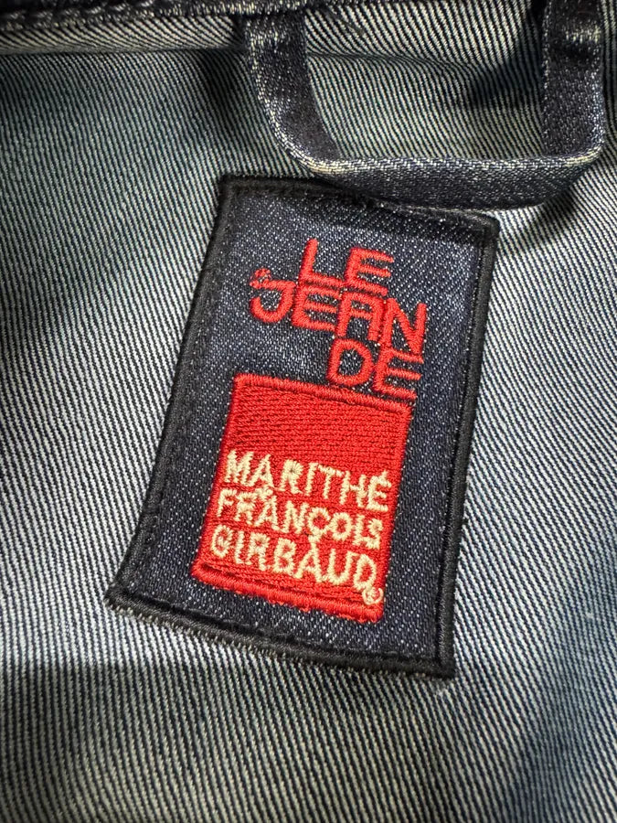 2000s Marithé + François Girbaud Blue Distressed Denim Jacket uAWjhQE 8