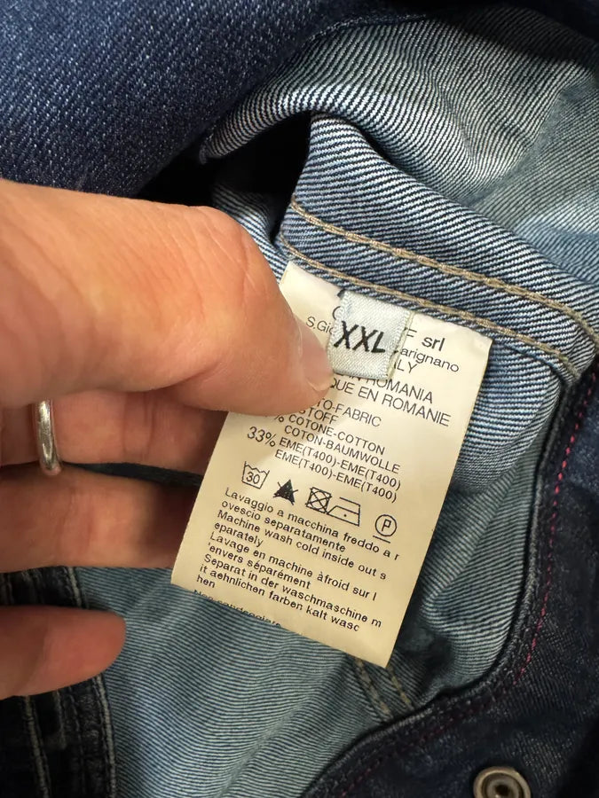 2000s Marithé + François Girbaud Blue Distressed Denim Jacket uAWjhQE 9