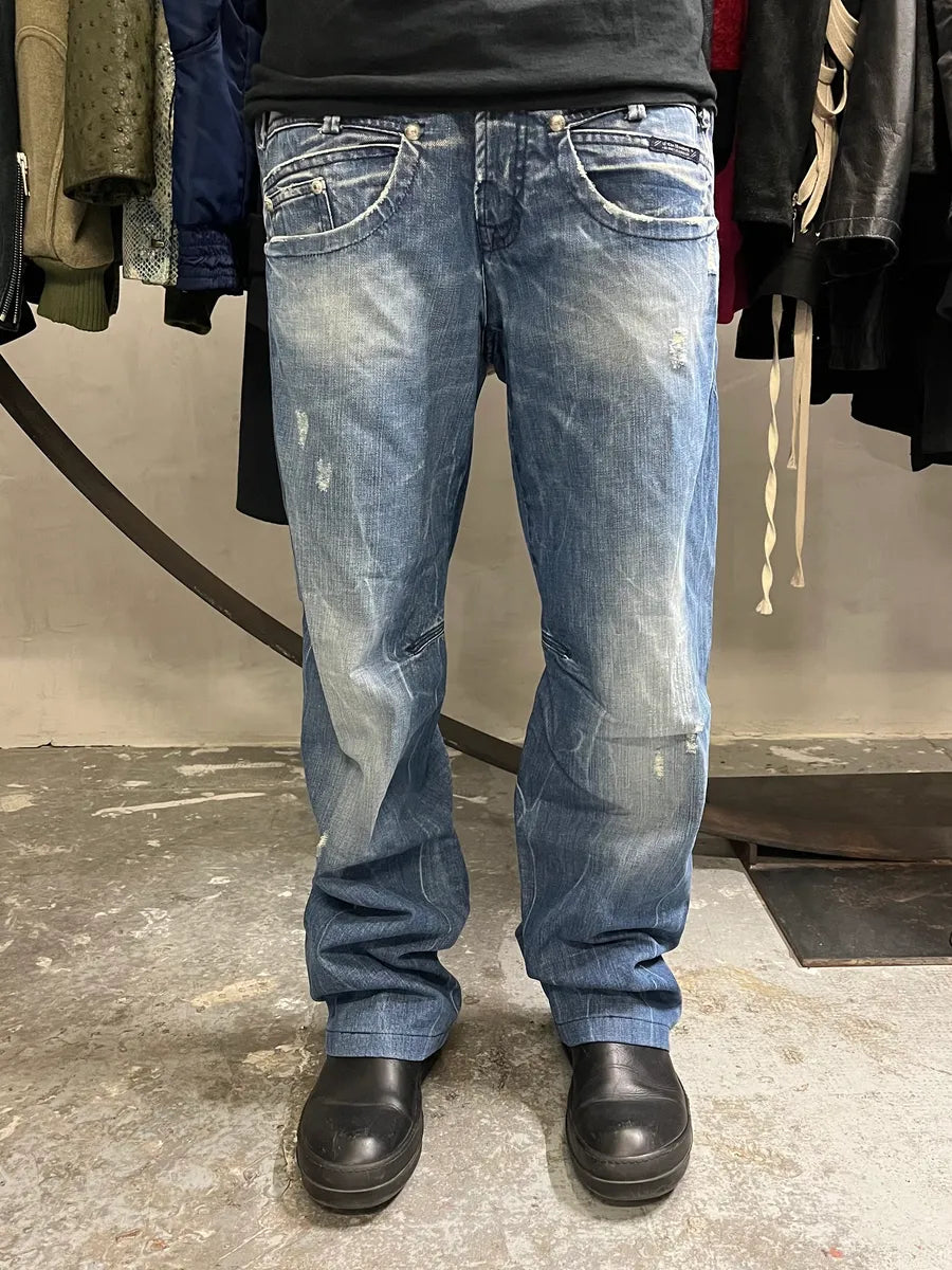 2000s Marithé + François Girbaud Blue Distressed Denim Jeans AZmKbfH 1