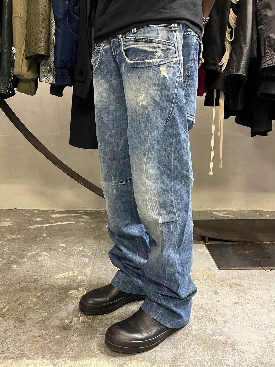 2000s Marithé + François Girbaud Blue Distressed Denim Jeans AZmKbfH 2