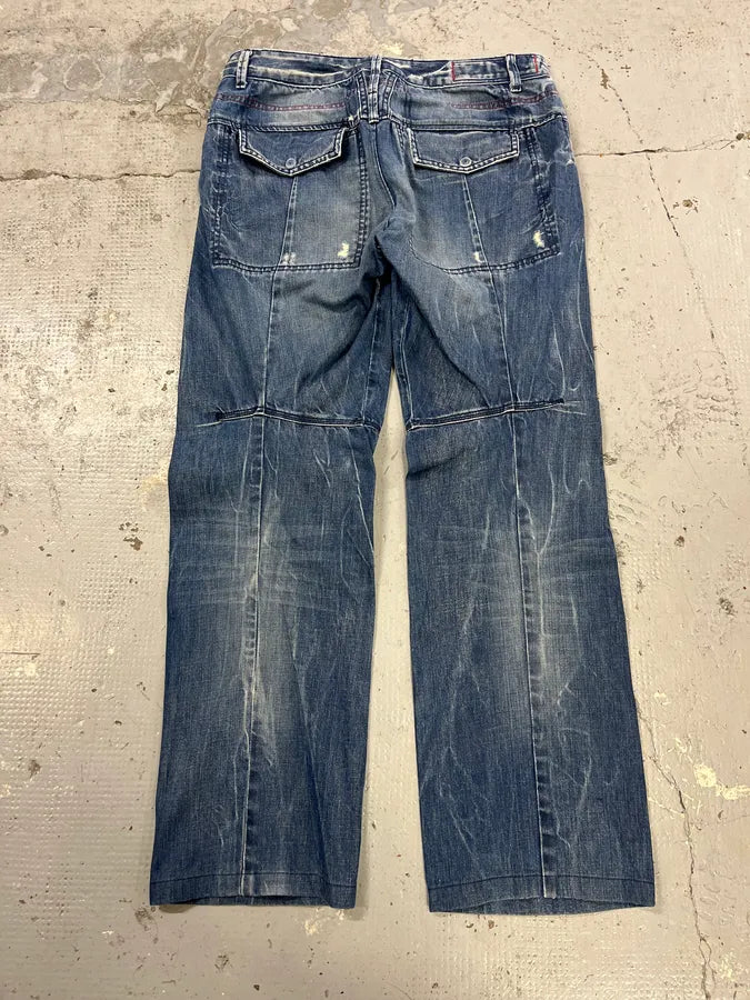 2000s Marithé + François Girbaud Blue Distressed Denim Jeans AZmKbfH 6