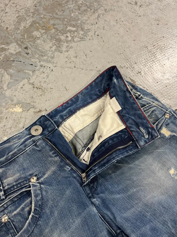 2000s Marithé + François Girbaud Blue Distressed Denim Jeans AZmKbfH 8