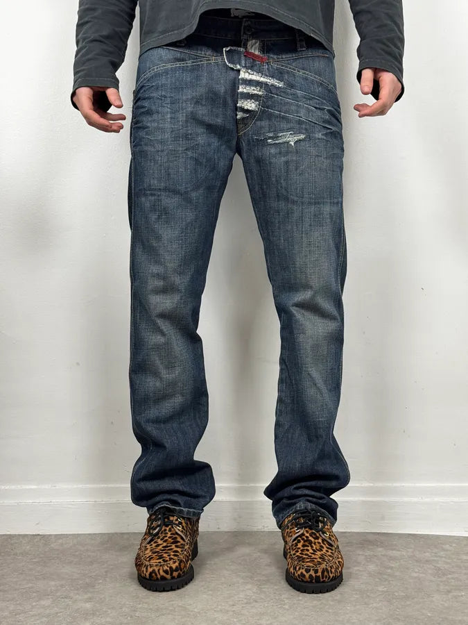 2000s Marithé + François Girbaud Blue Distressed Denim Jeans hUskUbD 0