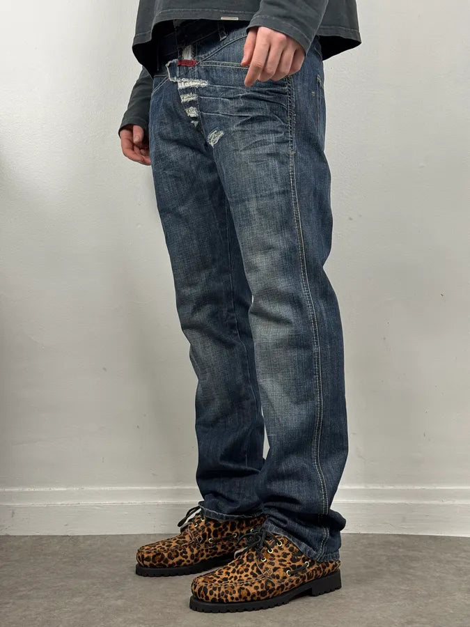2000s Marithé + François Girbaud Blue Distressed Denim Jeans hUskUbD 1