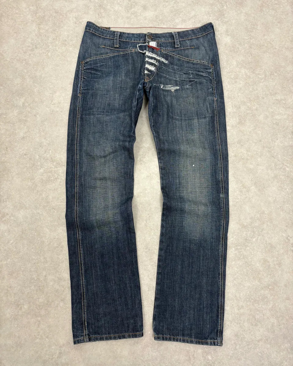 2000s Marithé + François Girbaud Blue Distressed Denim Jeans hUskUbD 3