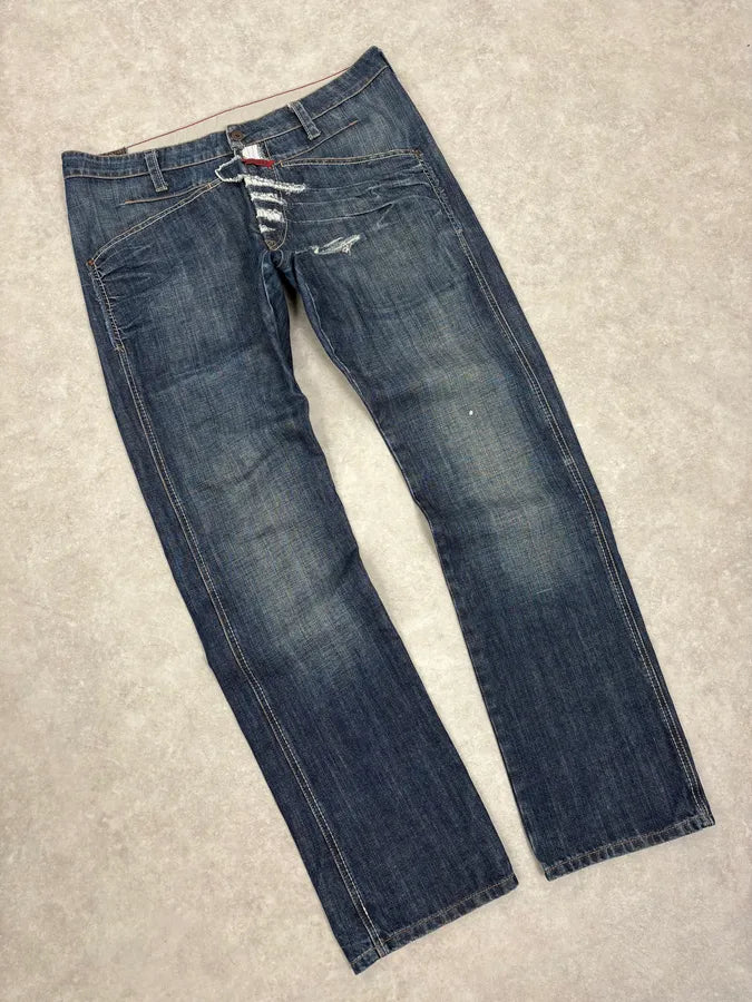 2000s Marithé + François Girbaud Blue Distressed Denim Jeans hUskUbD 4