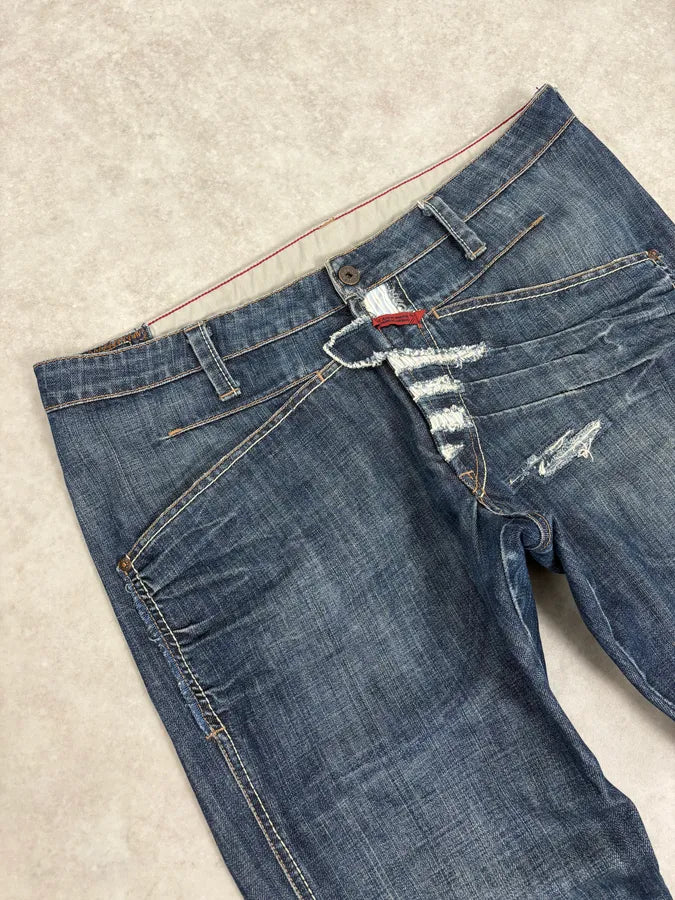 2000s Marithé + François Girbaud Blue Distressed Denim Jeans hUskUbD 5