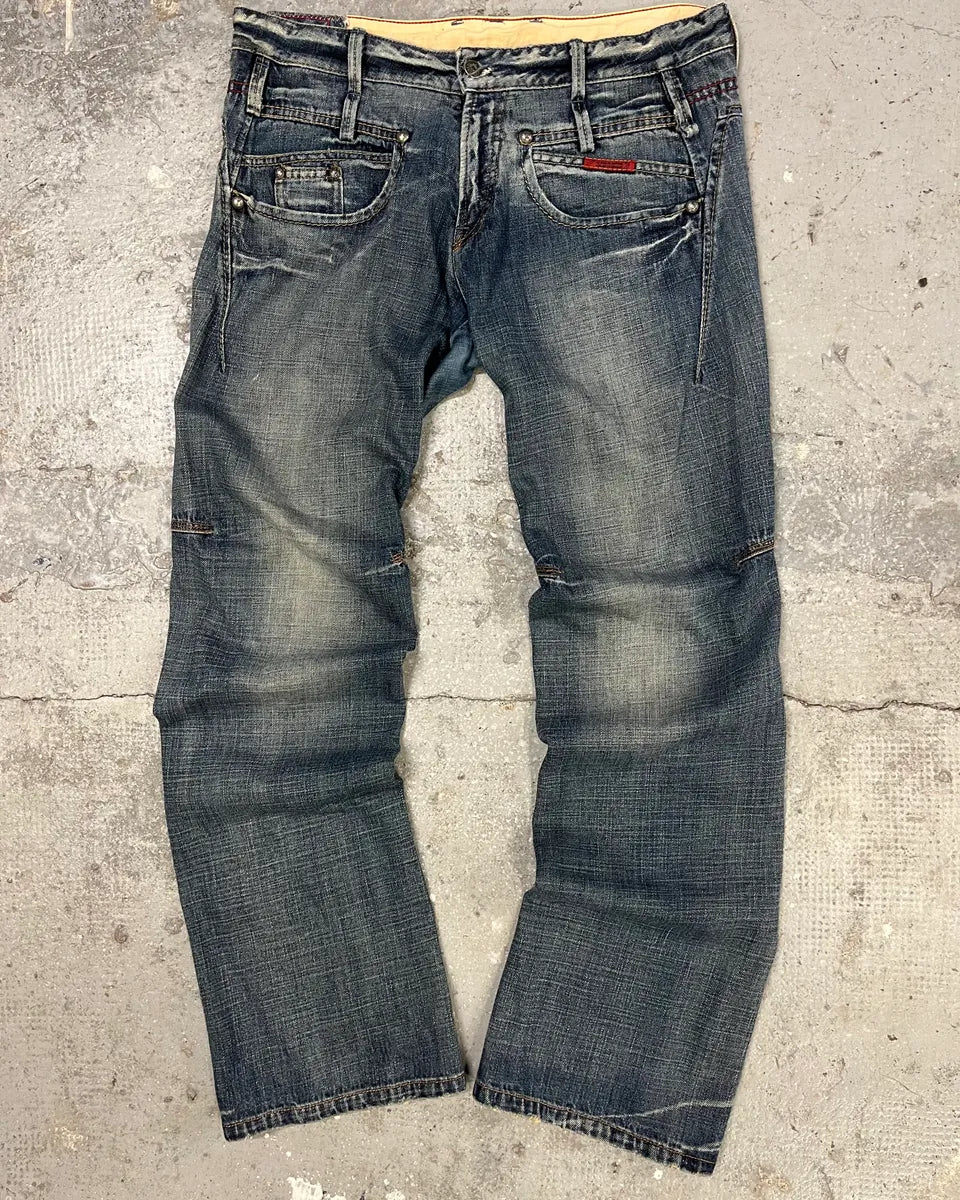 2000s Marithé + François Girbaud Blue Distressed Denim Jeans (L) 0