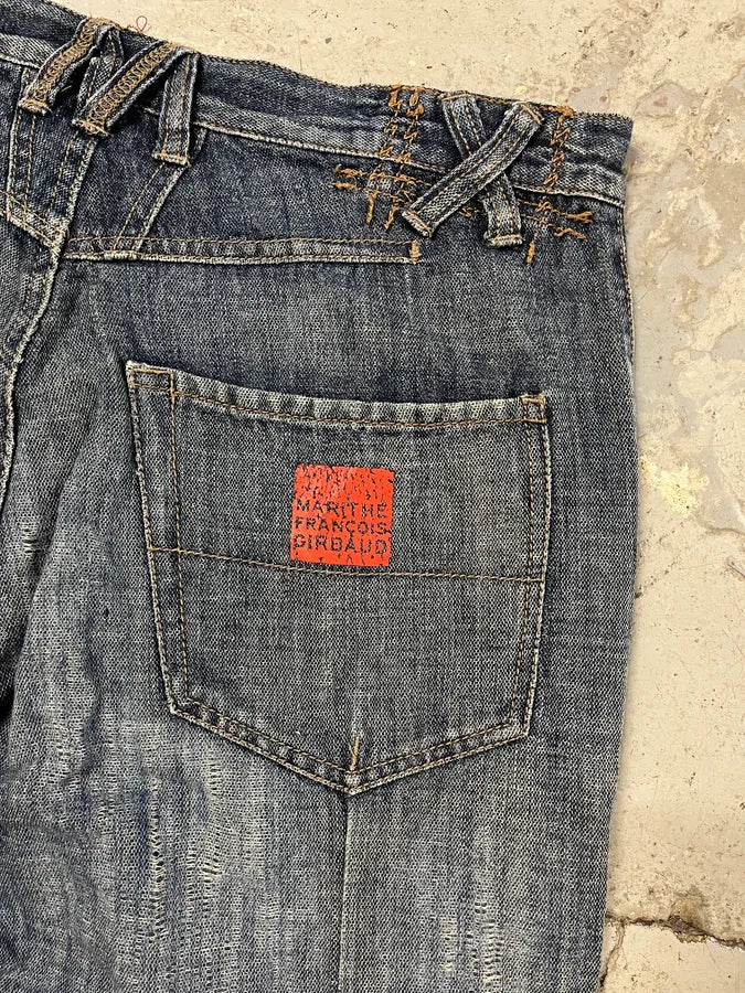 2000s Marithé + François Girbaud Blue Distressed Denim Shorts MODsdPf 7
