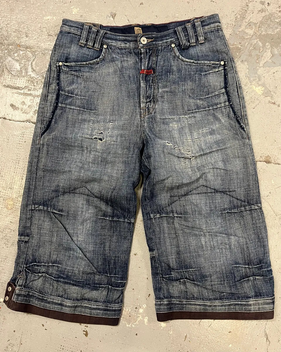 2000s Marithé + François Girbaud Blue Distressed Denim Shorts MODsdPf 0