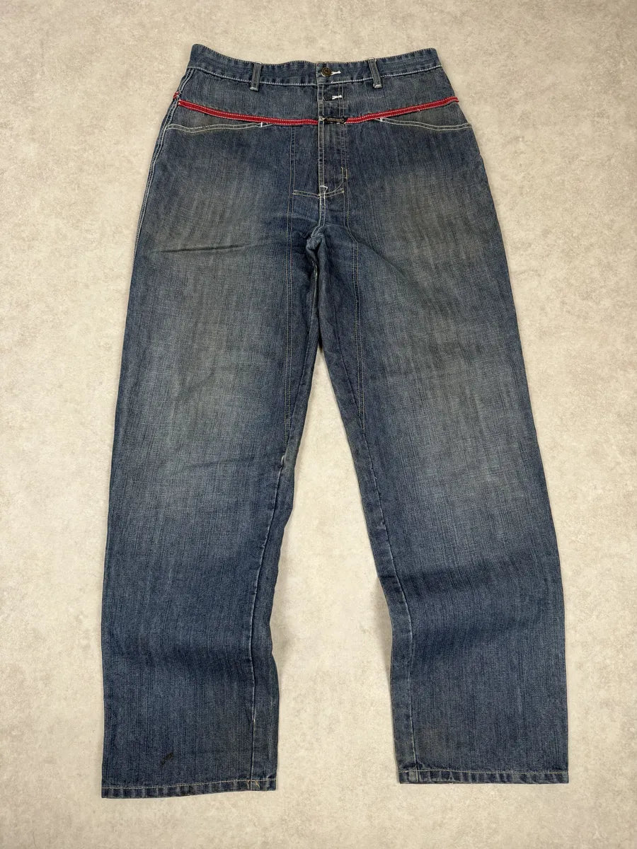 2000s Marithé + François Girbaud Blue Distressed Rebel Denim Jeans WbIXTpc 0