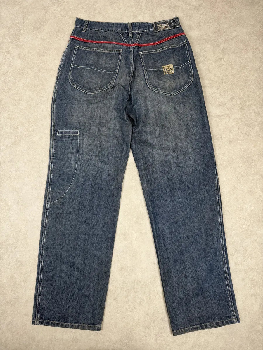 2000s Marithé + François Girbaud Blue Distressed Rebel Denim Jeans WbIXTpc 1
