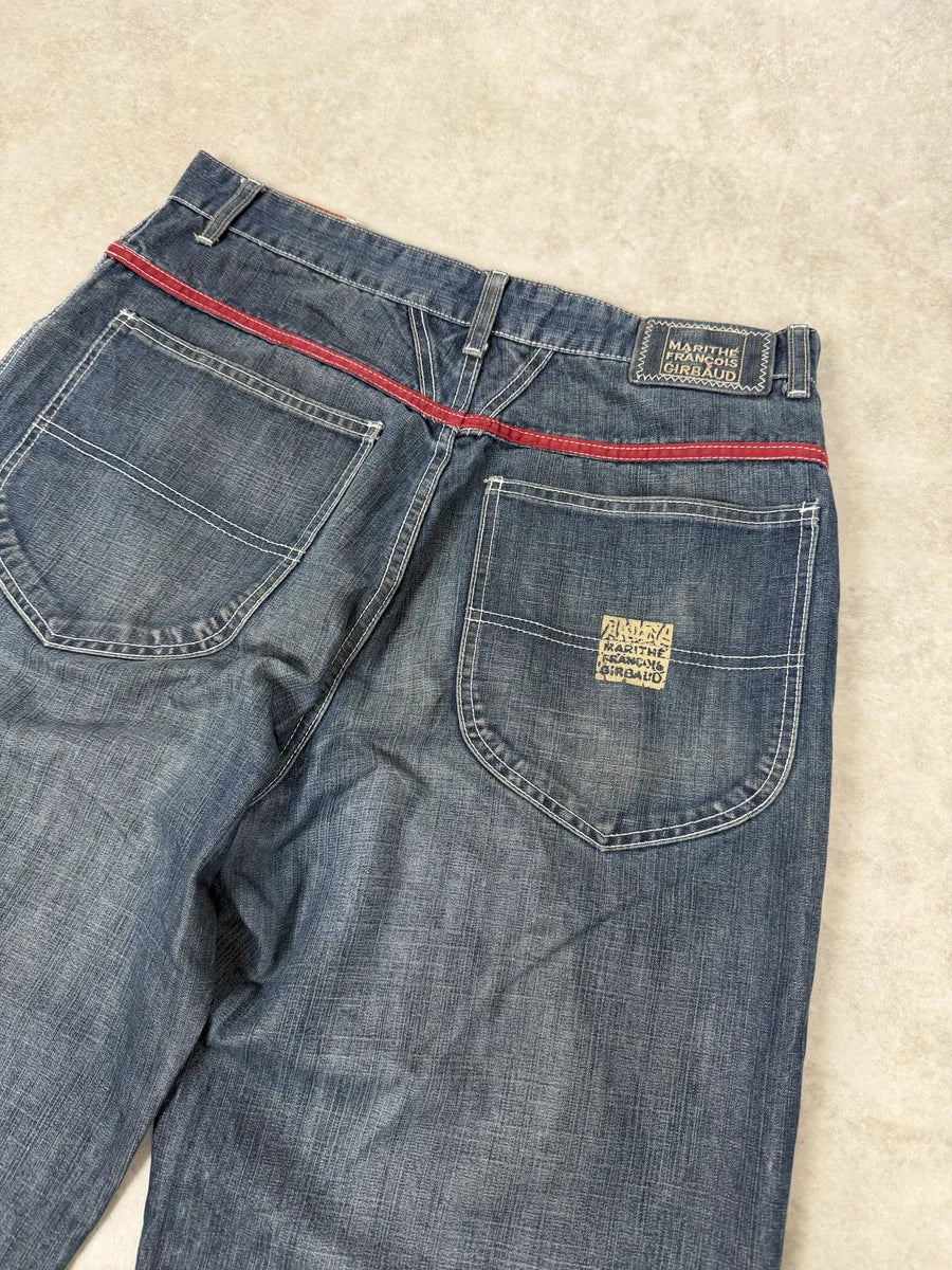 2000s Marithé + François Girbaud Blue Distressed Rebel Denim Jeans WbIXTpc 2