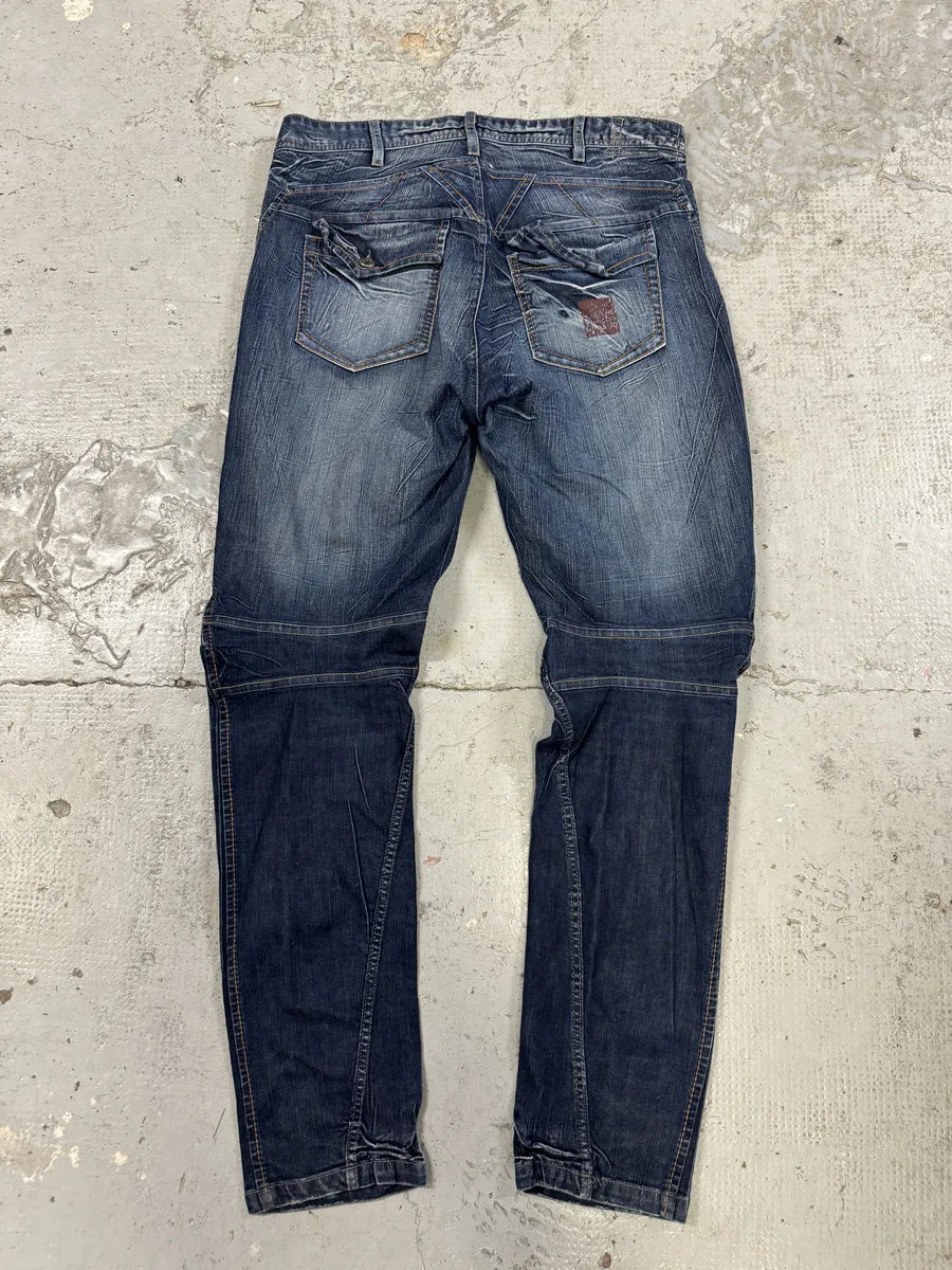 2000s Marithé + François Girbaud Blue Eroded Cozy Denim Jeans NMcksCe 4