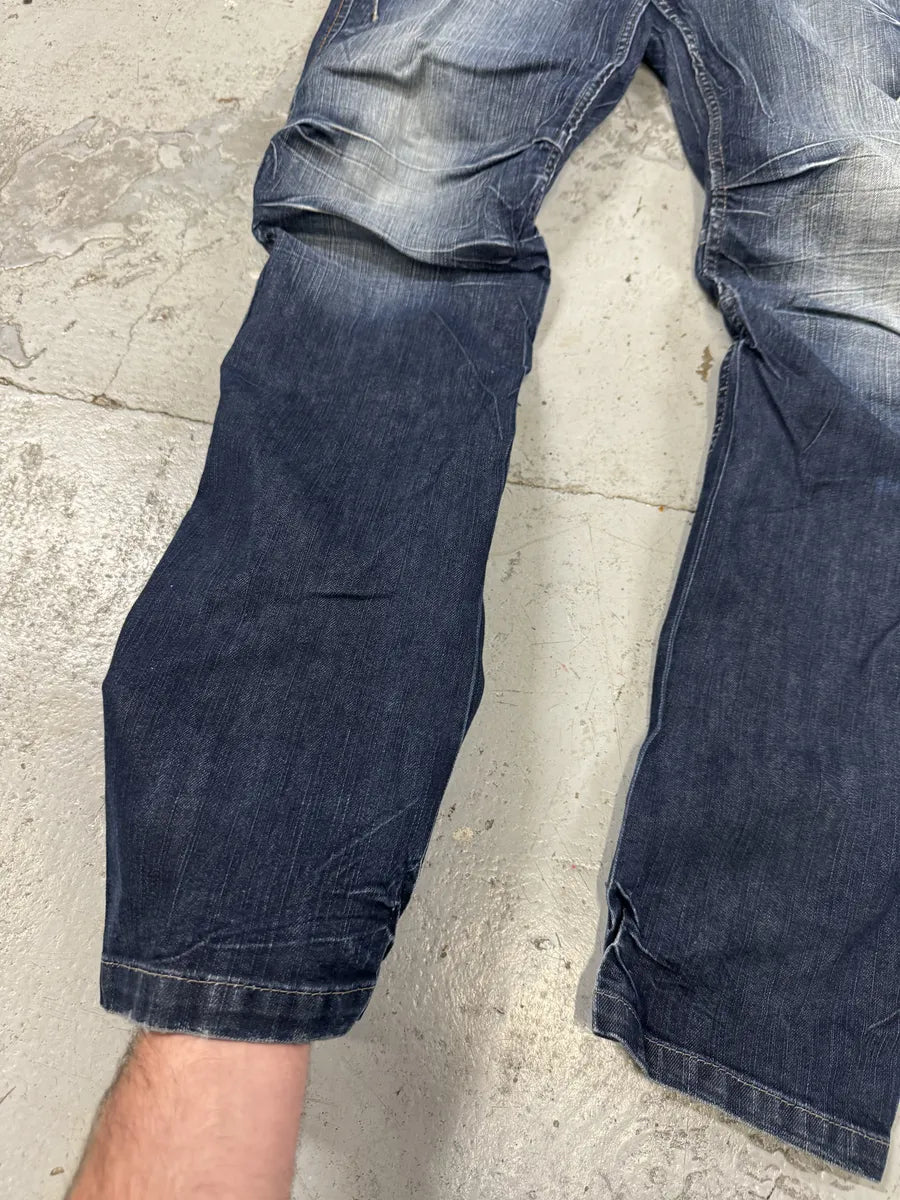 2000s Marithé + François Girbaud Blue Eroded Cozy Denim Jeans NMcksCe 6