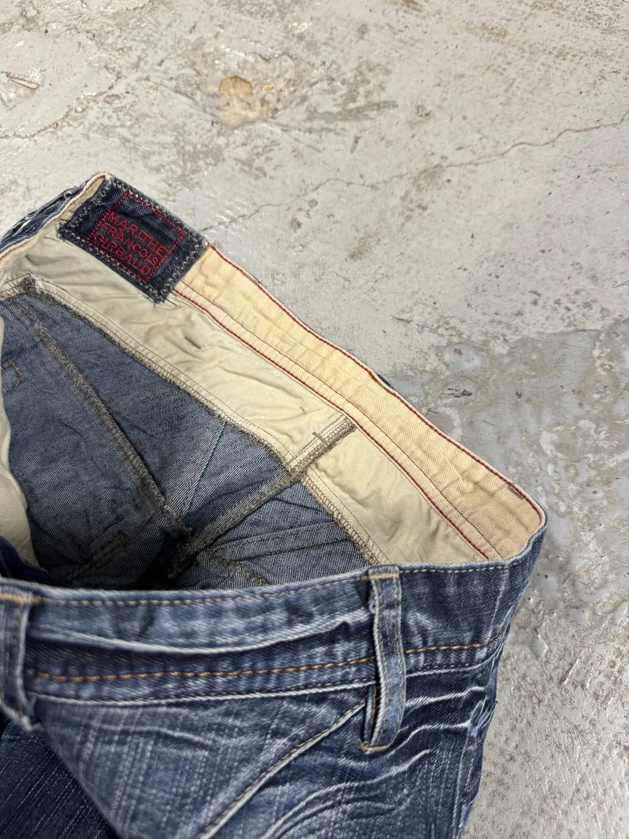 2000s Marithé + François Girbaud Blue Eroded Cozy Denim Jeans NMcksCe 9
